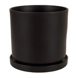 Doniczka ceramiczna Cylinder 974 z podstawką Cermax, czarna, rozmiar 17 cm