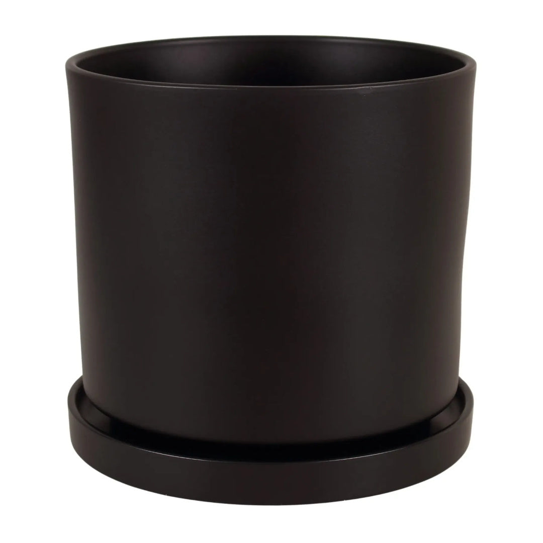 Doniczka ceramiczna Cylinder 974 z podstawką Cermax, czarna, rozmiar 17 cm