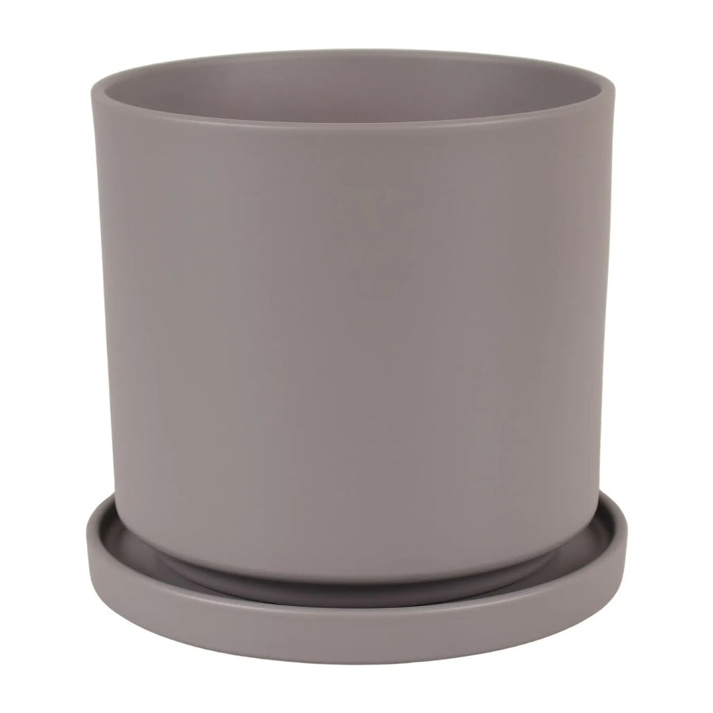 Doniczka ceramiczna Cylinder 974 z podstawką Cermax, bazaltowy szary mat