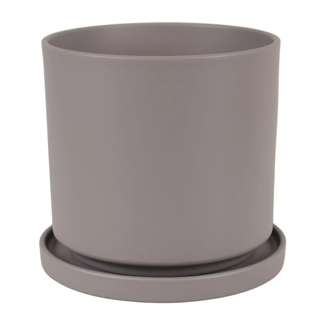 Doniczka ceramiczna Cylinder 974 z podstawką Cermax, bazaltowy szary mat