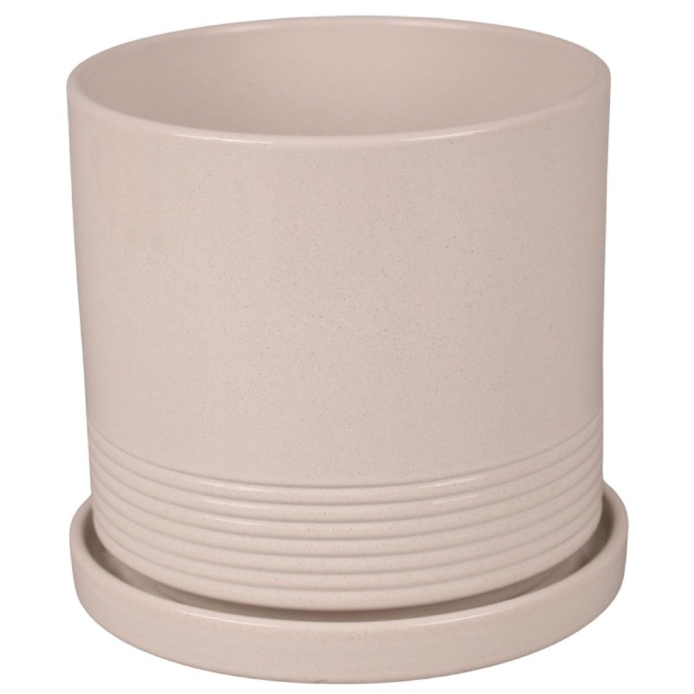 Doniczka ceramiczna Cylinder Rille z podstawką Cermax, kaszmir lazur