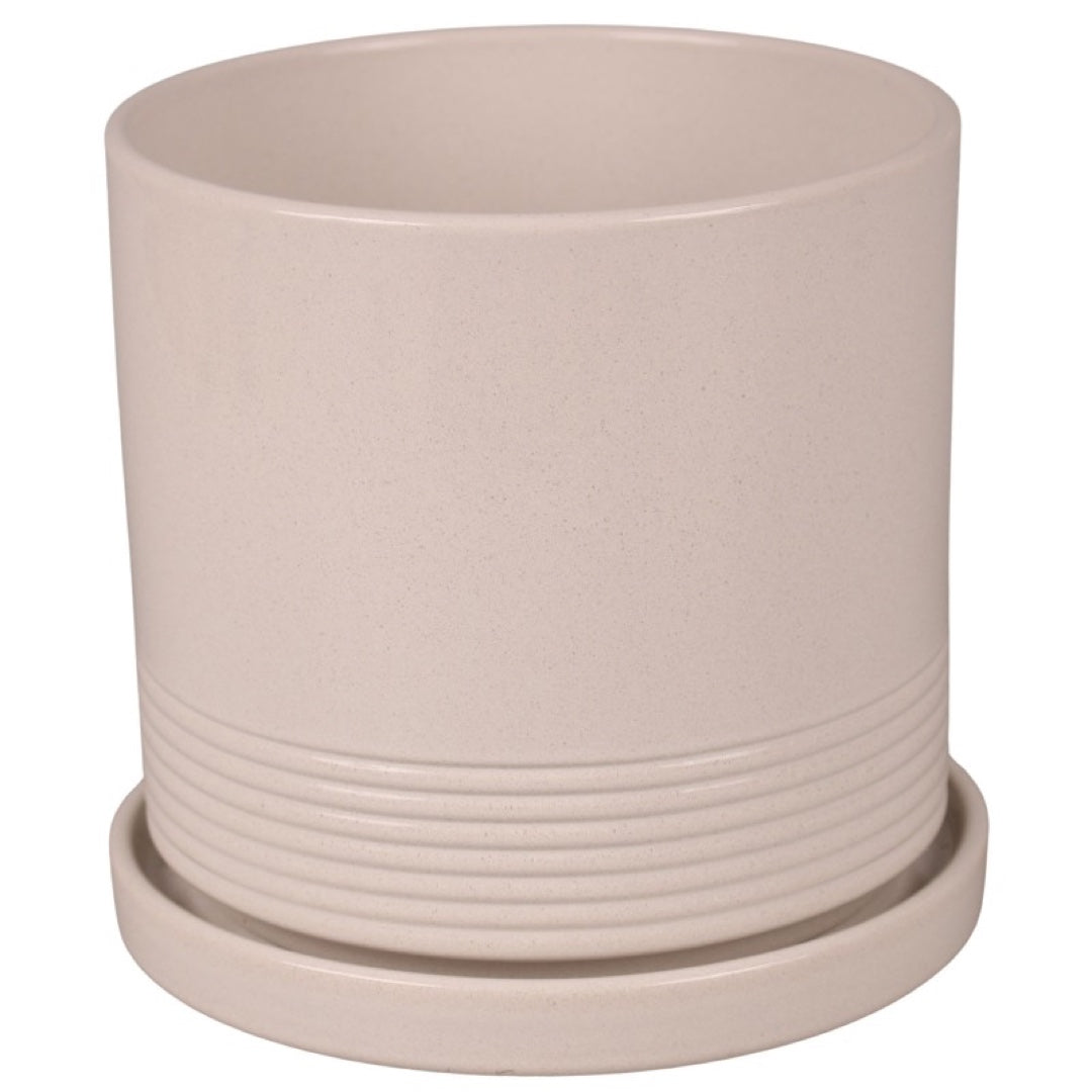 Doniczka ceramiczna Cylinder Rille z podstawką Cermax, kaszmir lazur