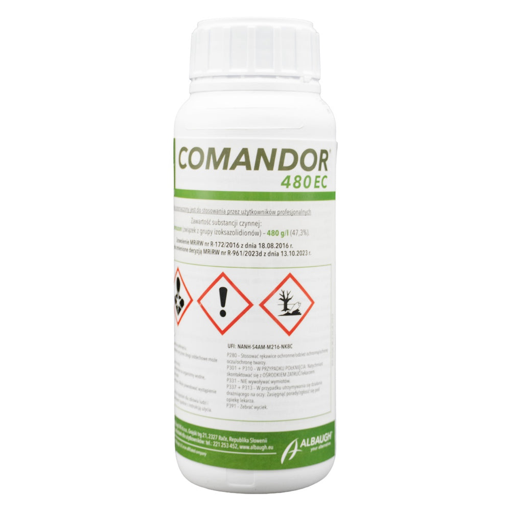 Butelka 0,5 l herbicydu Comandor 480 EC firmy Albaugh