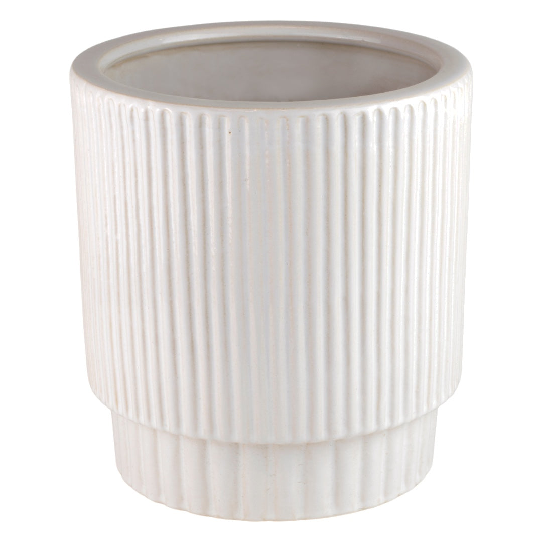 Biała ceramiczna osłonka Correa L z pionowymi prążkami na białym tle