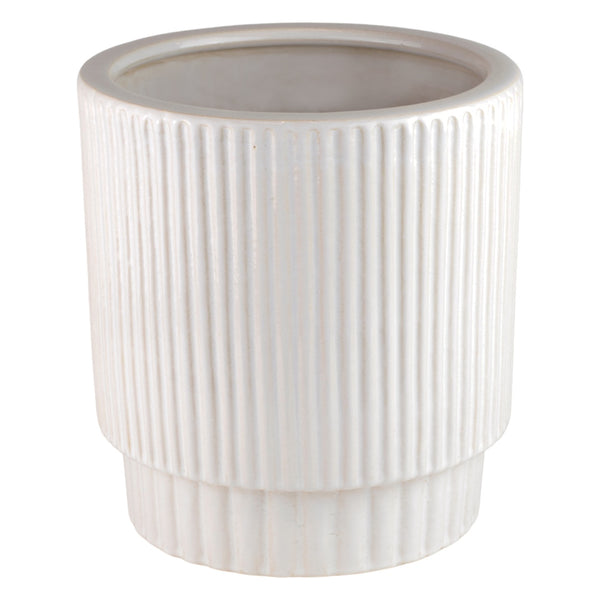 Biała ceramiczna osłonka Correa L z pionowymi prążkami na białym tle