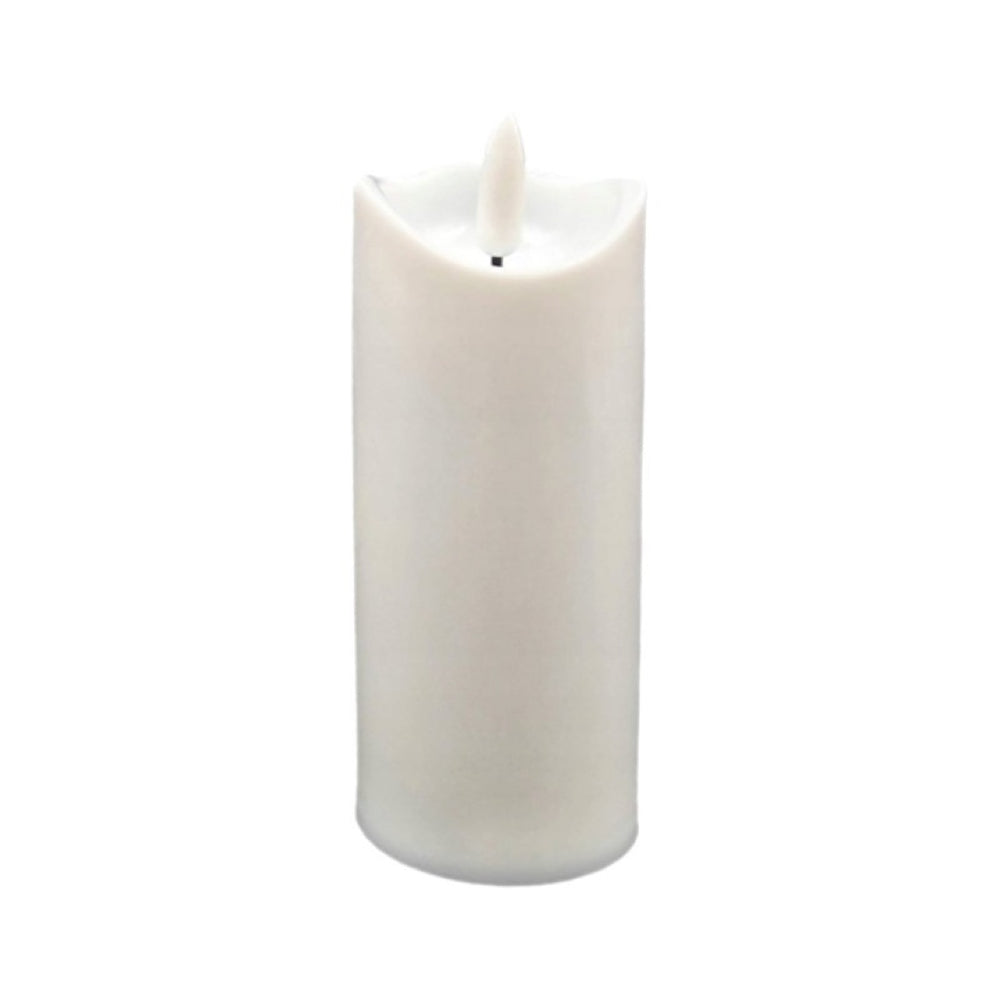 Biały znicz LED Cortina 1/20/WAX o wysokości 12,5 cm z efektem płomienia
