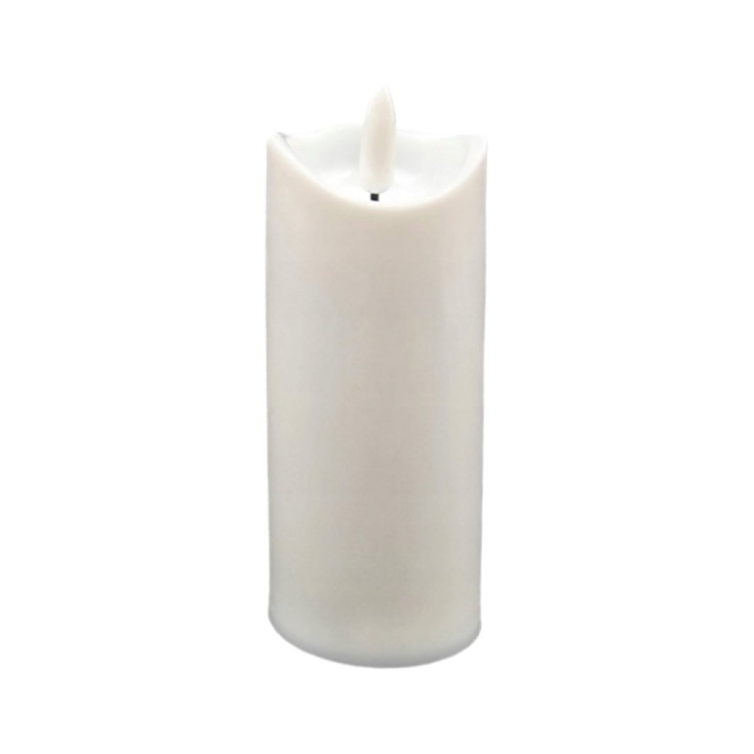 Biały znicz LED Cortina 1/20/WAX o wysokości 12,5 cm z efektem płomienia