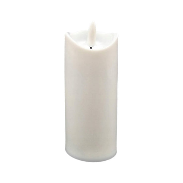 Biały znicz LED Cortina 1/20/WAX o wysokości 12,5 cm z efektem płomienia