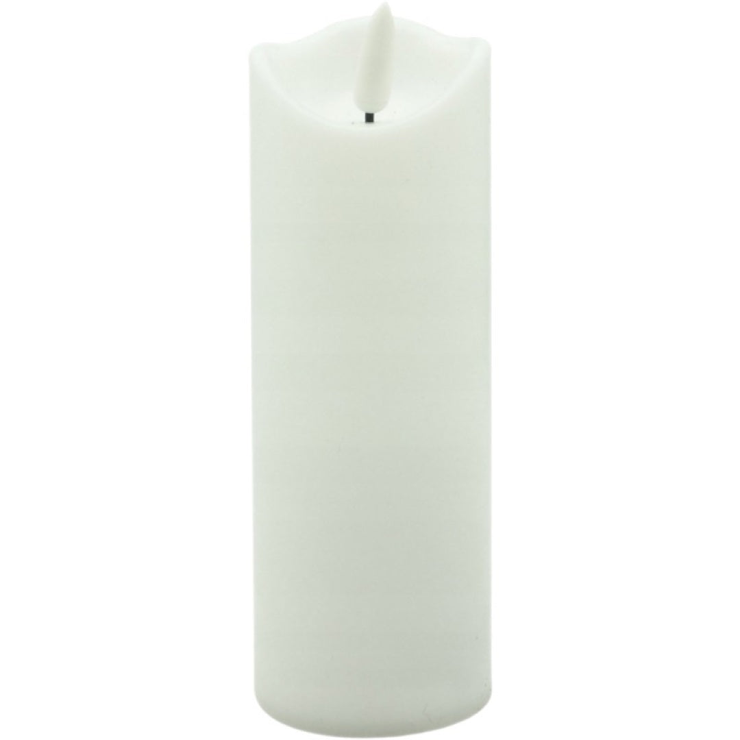 Biały znicz LED Cortina 2/20/WAX o wysokości 15 cm z efektem płomienia