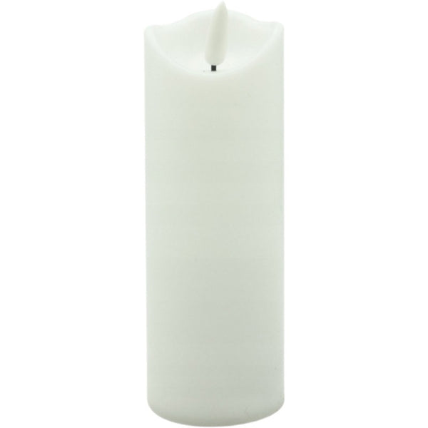 Biały znicz LED Cortina 2/20/WAX o wysokości 15 cm z efektem płomienia
