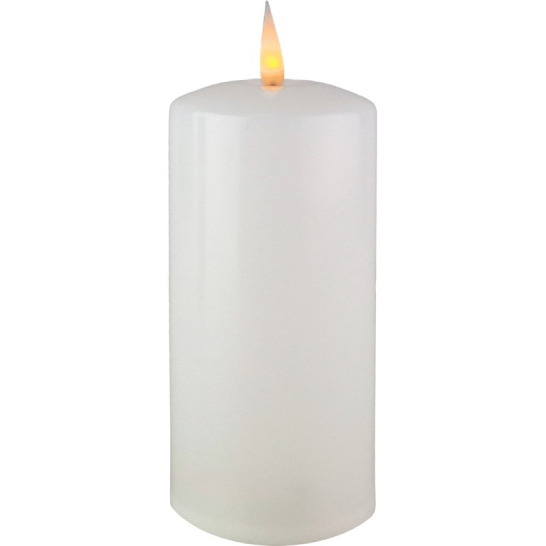 Biały znicz LED Cortina 8/20/WAX o wysokości 17,5 cm