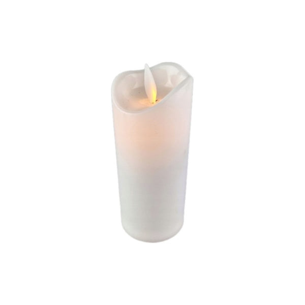Biały znicz LED Cortina 11/23/WAX o wysokości 12,5 cm z ruchomym płomieniem
