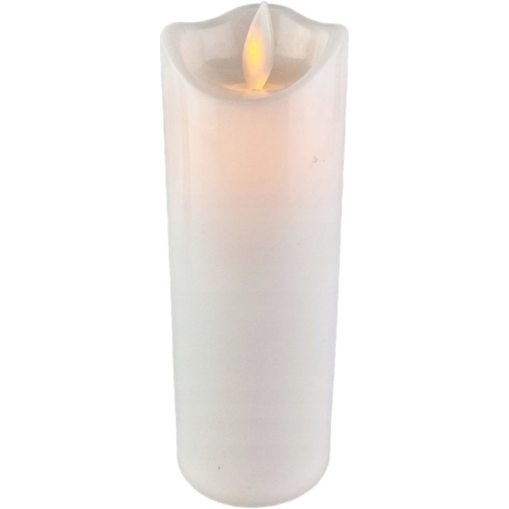Biały znicz LED Cortina 12/23/WAX o wysokości 15 cm z ruchomym płomieniem