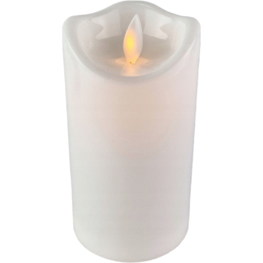 Biały znicz LED Cortina 14/23/WAX o wysokości 12,5 cm z ruchomym płomieniem