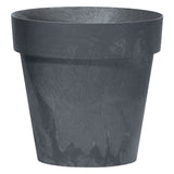 Antracytowa doniczka Cube Beton Effect Prosperplast o fakturze betonu na białym tle