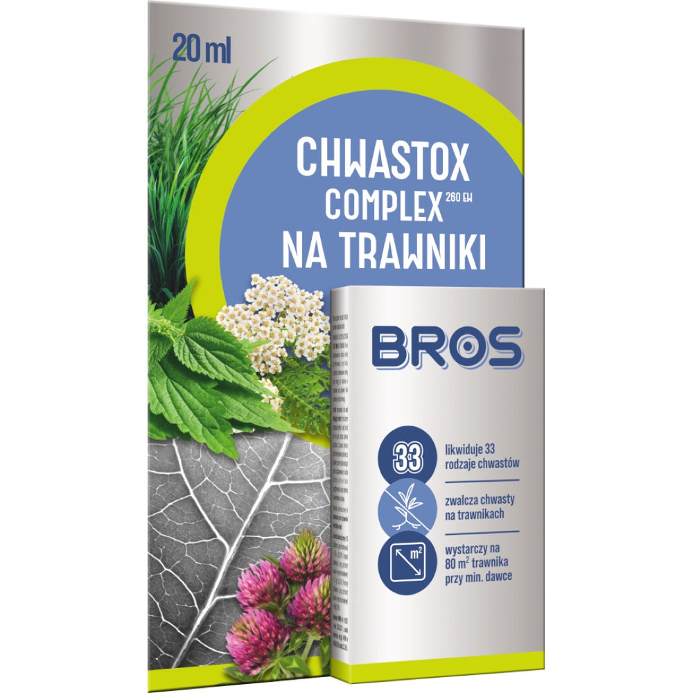 Butelka 20 ml środka na chwasty Chwastox Complex 260 EW marki Bros do trawników
