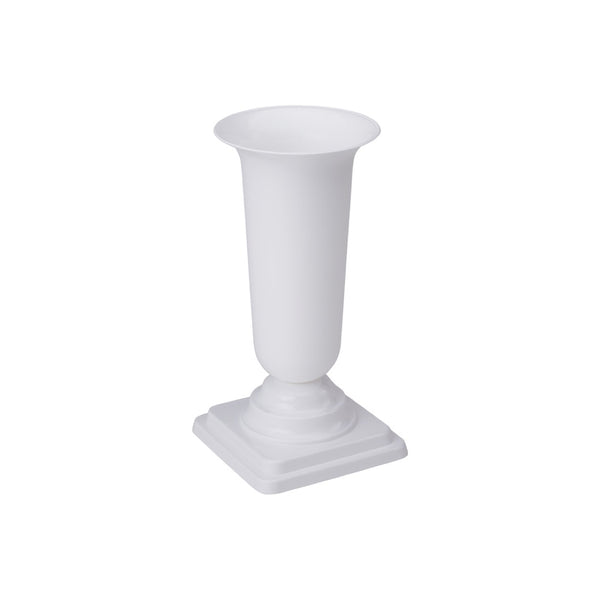 Biały plastikowy flakon cmentarny Dama Form-Plastic, rozmiar 3, na białym tle