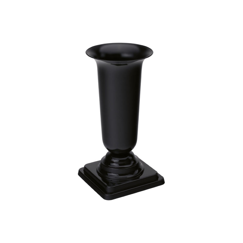 Czarny metaliczny flakon cmentarny Dama Form-Plastic, rozmiar 3, na białym tle