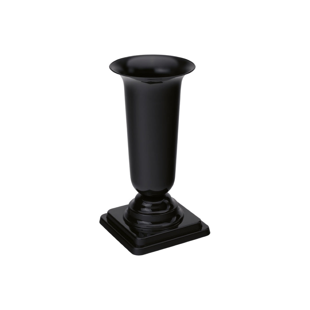 Czarny metaliczny flakon cmentarny Dama Form-Plastic, rozmiar 3, na białym tle