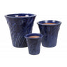 Komplet trzech niebieskich, szkliwionych donic ceramicznych Tin Tours DCV-0171-A o stożkowym kształcie