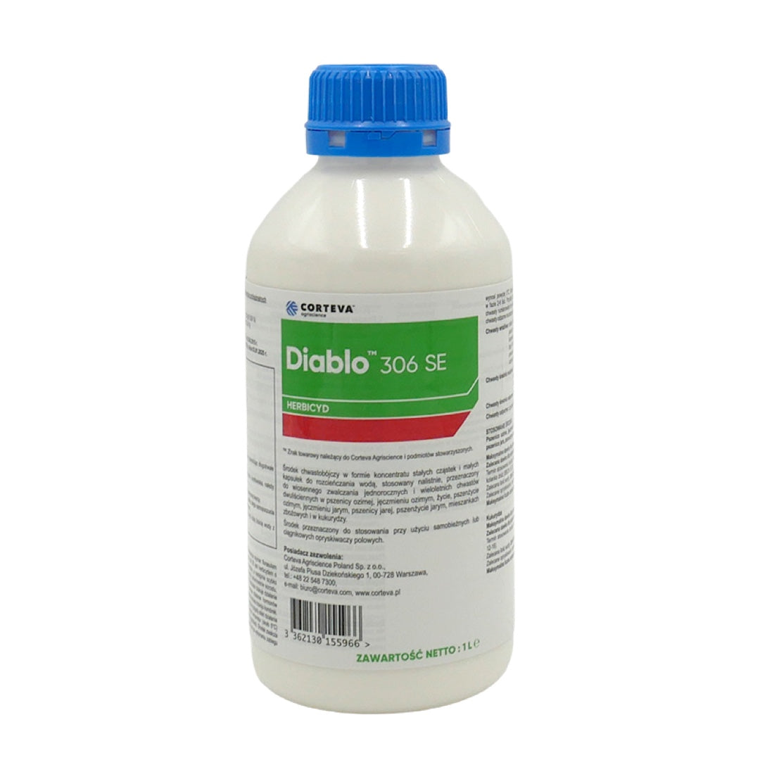 Butelka 1 l herbicydu Diablo 306 SE firmy Corteva Agriscience