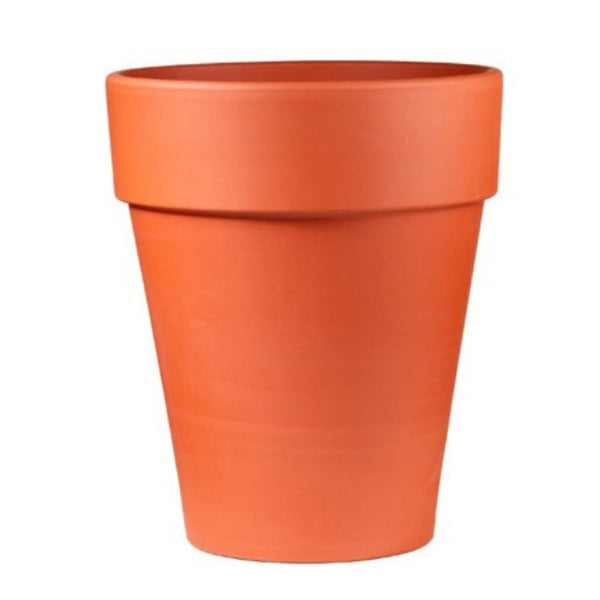 Terakotowa donica Cermax XL w kolorze Natur (naturalna terakota) z rantem na białym tle