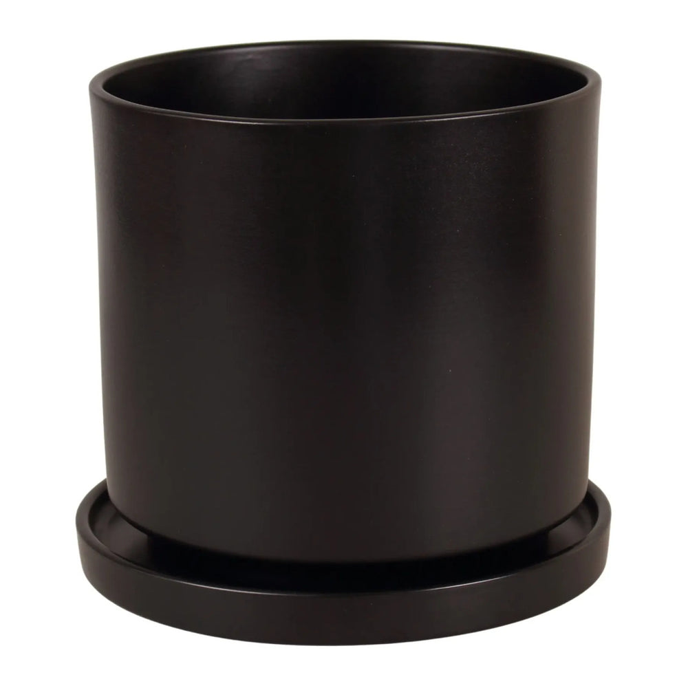 Doniczka ceramiczna Cylinder 974 Cermax z podstawką, czarny mat