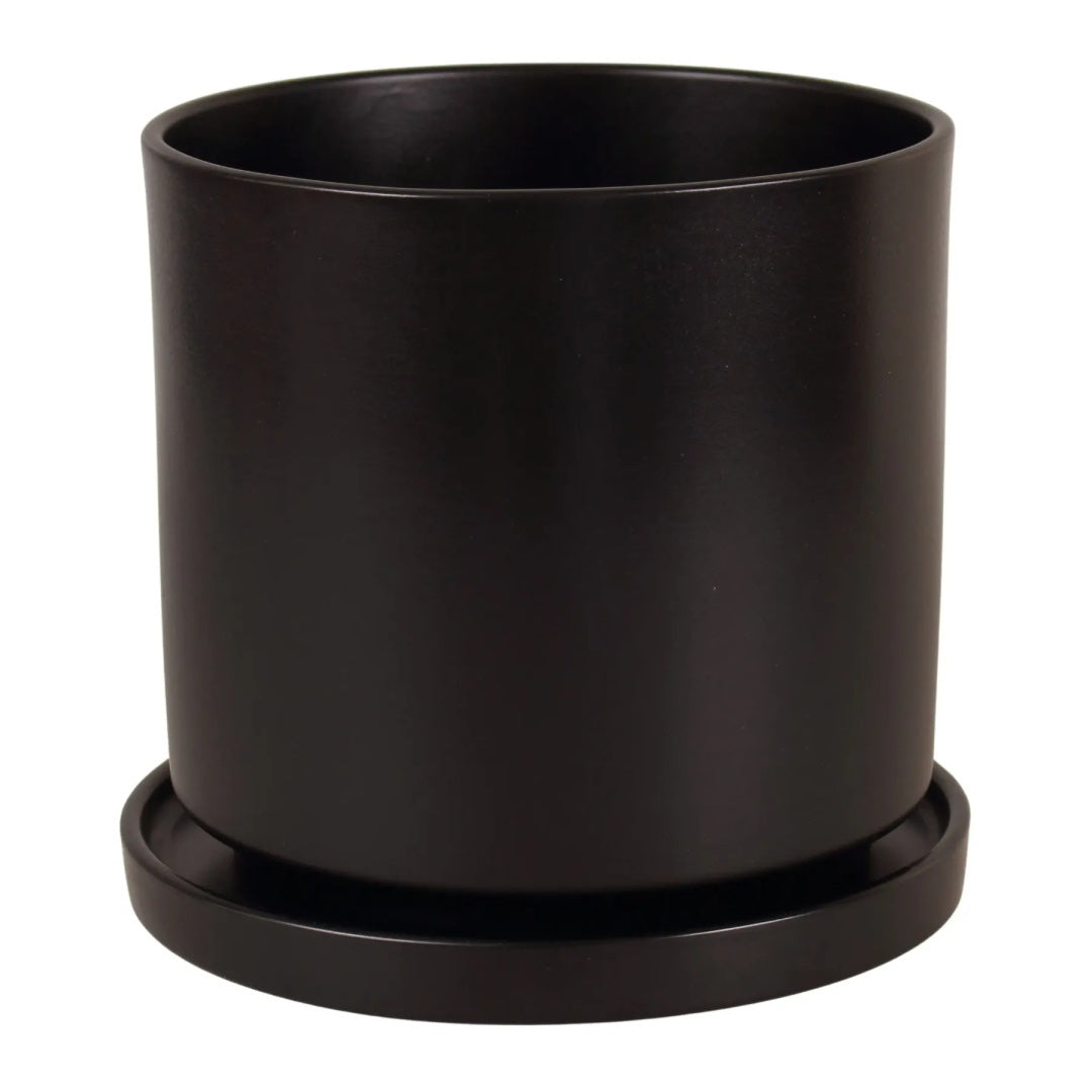Doniczka ceramiczna Cylinder 974 Cermax z podstawką, czarny mat