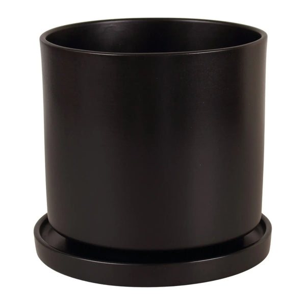 Doniczka ceramiczna Cylinder 974 Cermax z podstawką, czarny mat