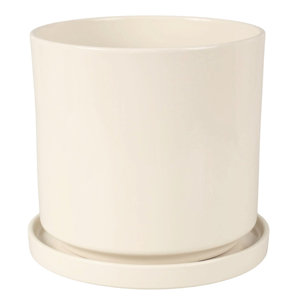 Doniczka ceramiczna Cylinder 974 Cermax z podstawką, kolor krem
