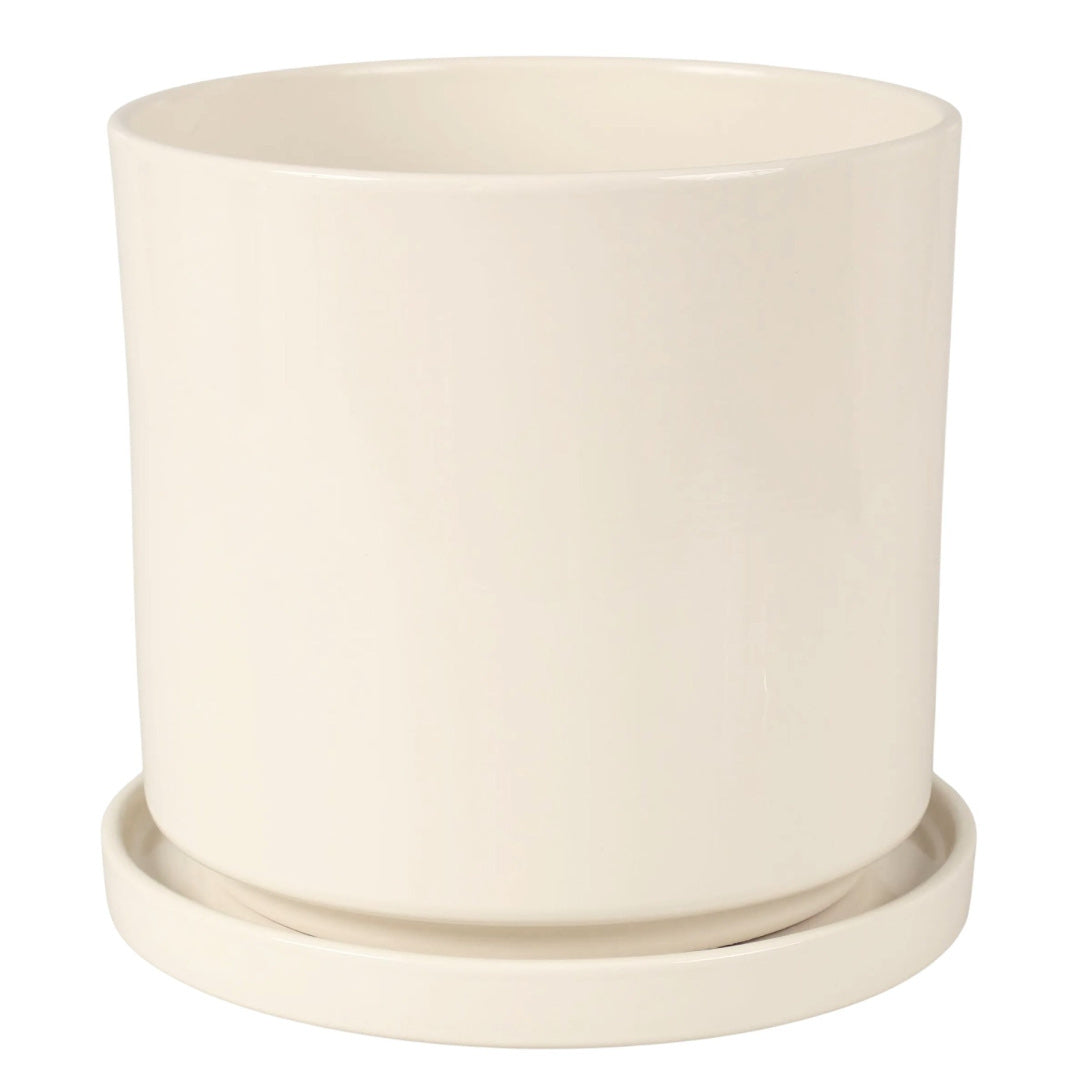 Doniczka ceramiczna Cylinder 974 Cermax z podstawką, kolor krem