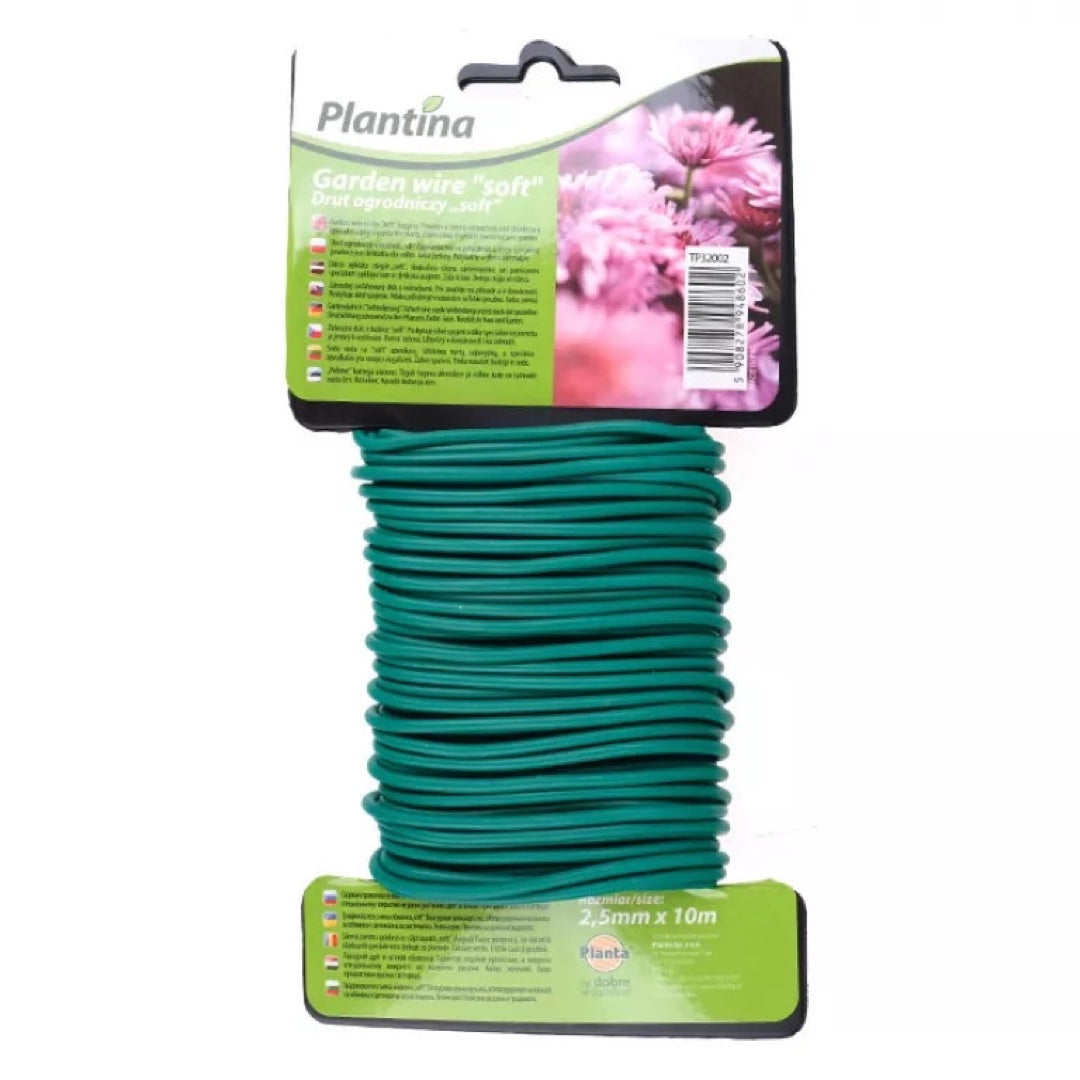 Zielony drut ogrodniczy w miękkiej otulinie Plantina Garden wire soft, 2,5 mm x 10 m