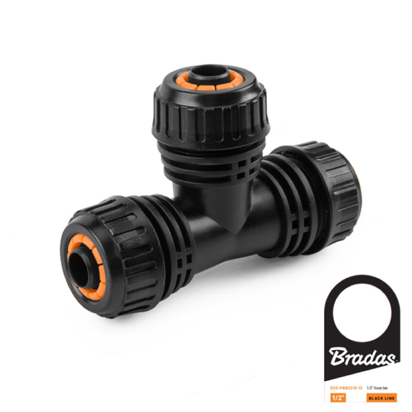 Czarny trójnik do węży Bradas ECO-PWB2210-12 z przywieszką producenta