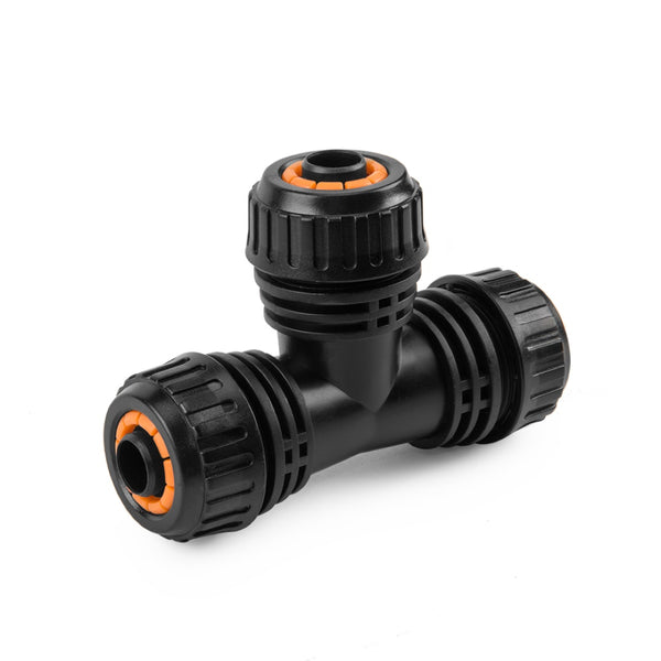 Czarny trójnik do węży 1/2" Bradas Black Line z pomarańczowymi pierścieniami