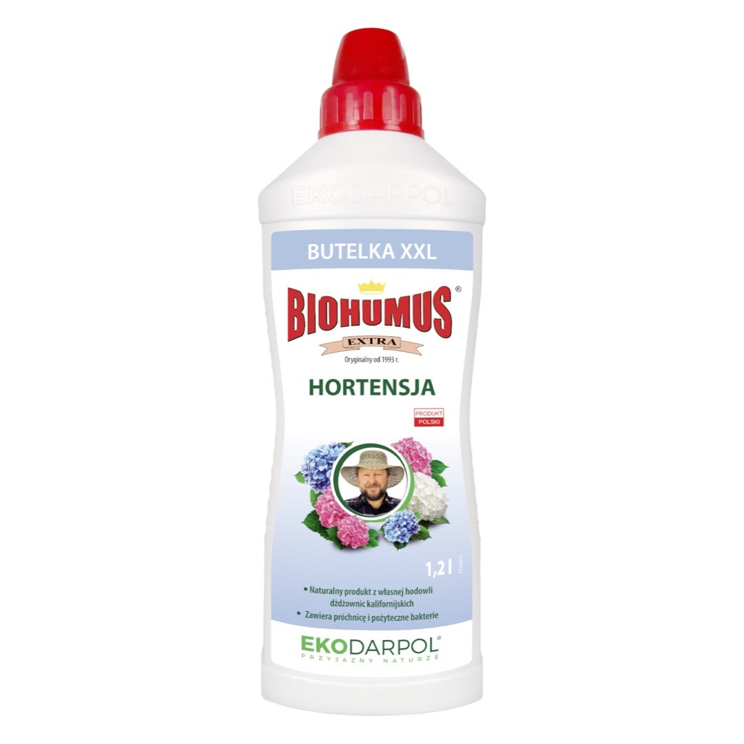 Butelka nawozu Biohumus Extra Hortensja EkoDarPol 1,2 l, zdjęcie poglądowe