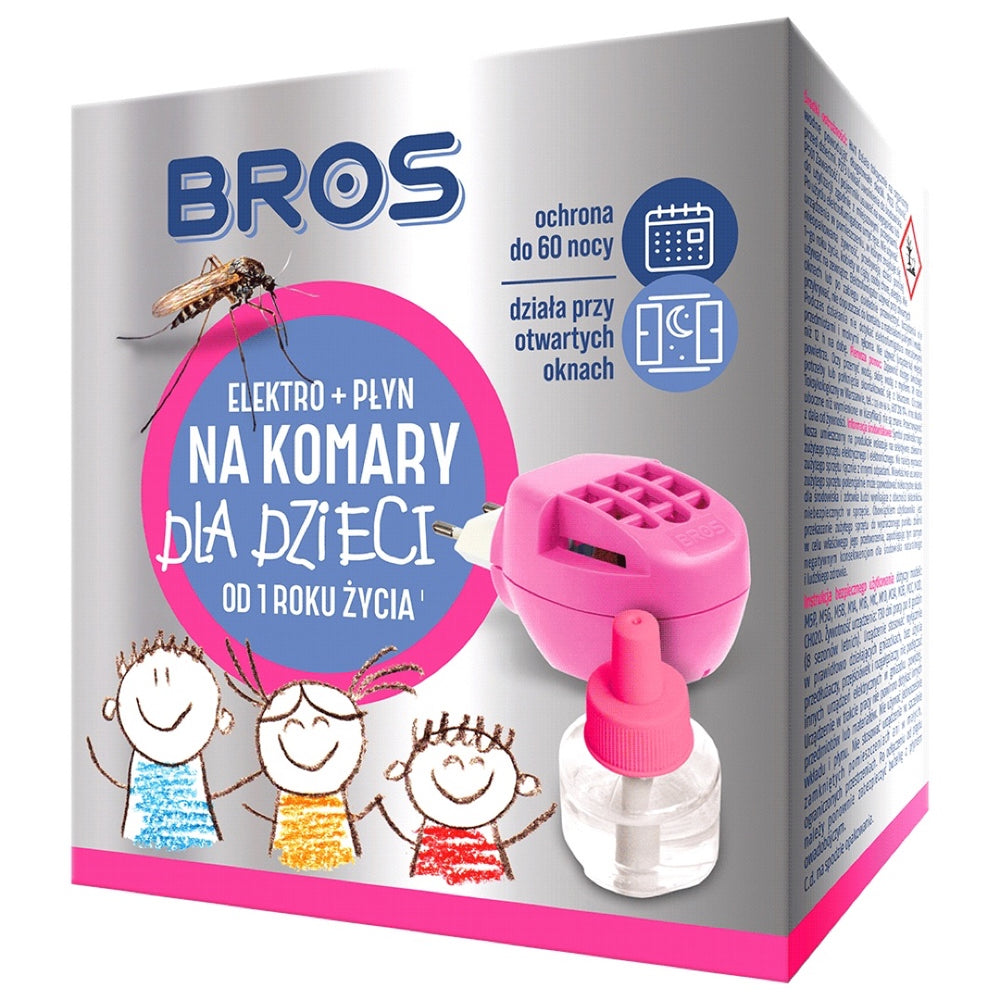 Zestaw Bros Elektro + płyn na komary dla dzieci od 1 roku życia, 60 nocy