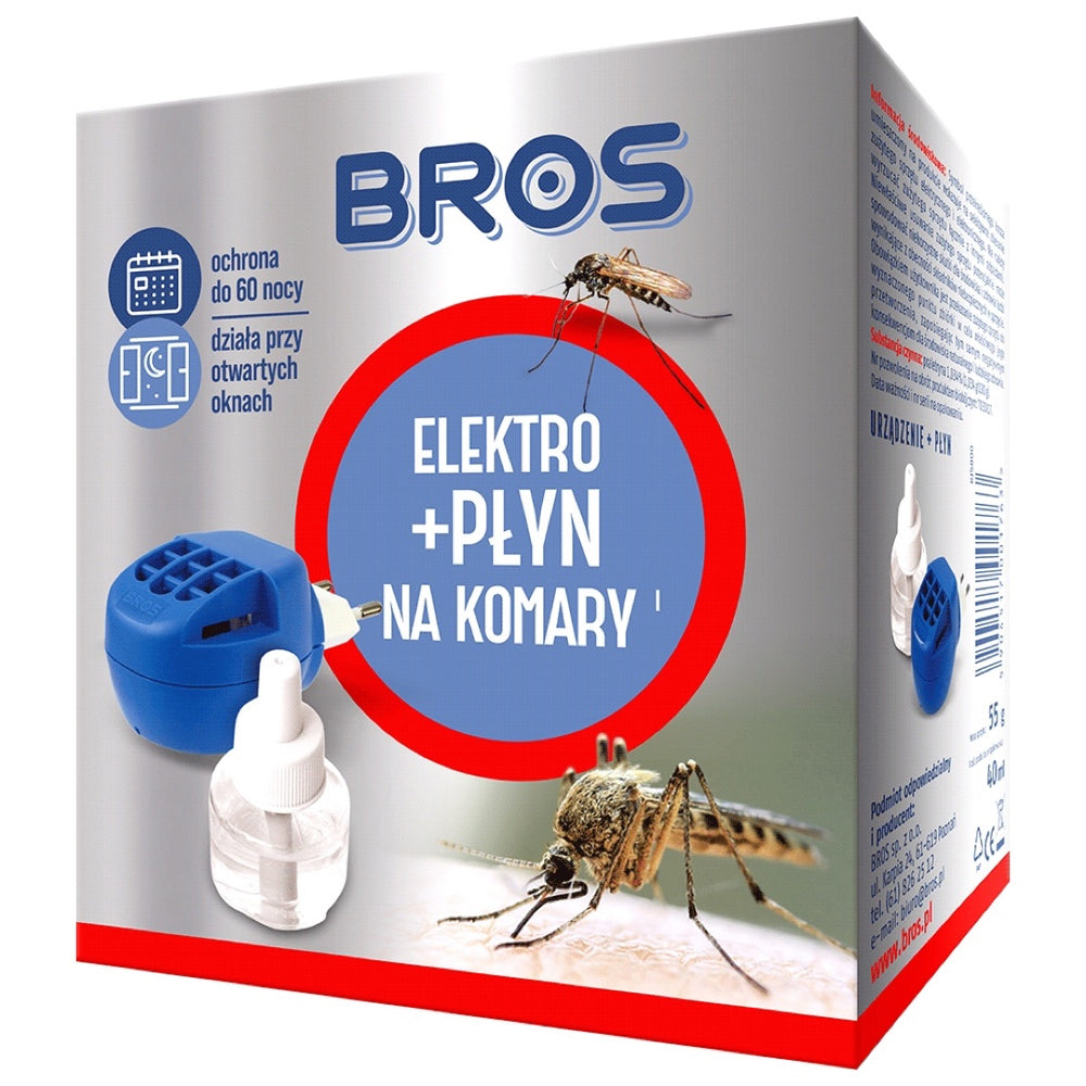 Zestaw Bros Elektro + płyn na komary, elektrofumigator z płynem na 60 nocy