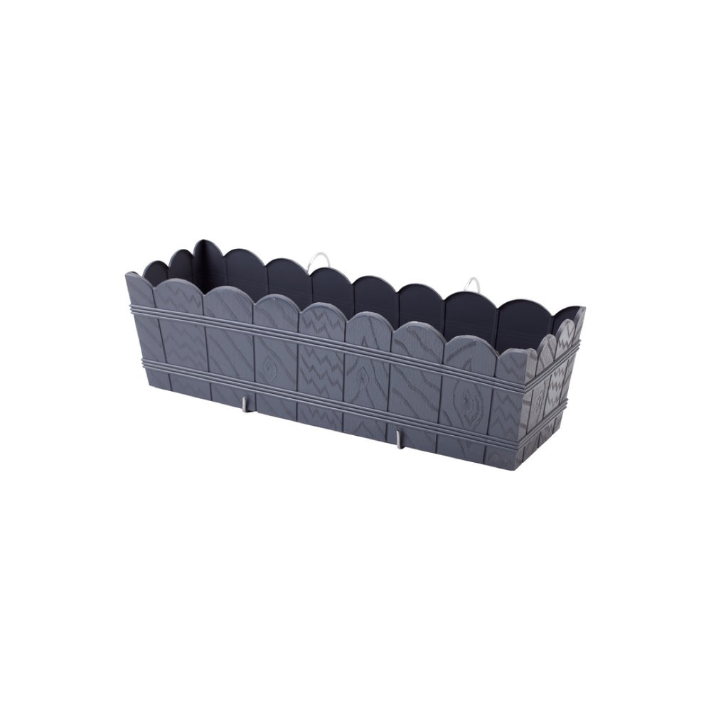 Antracytowa skrzynka drewnopodobna Form-Plastic, 55 cm, na białym tle (przykładowy kolor)