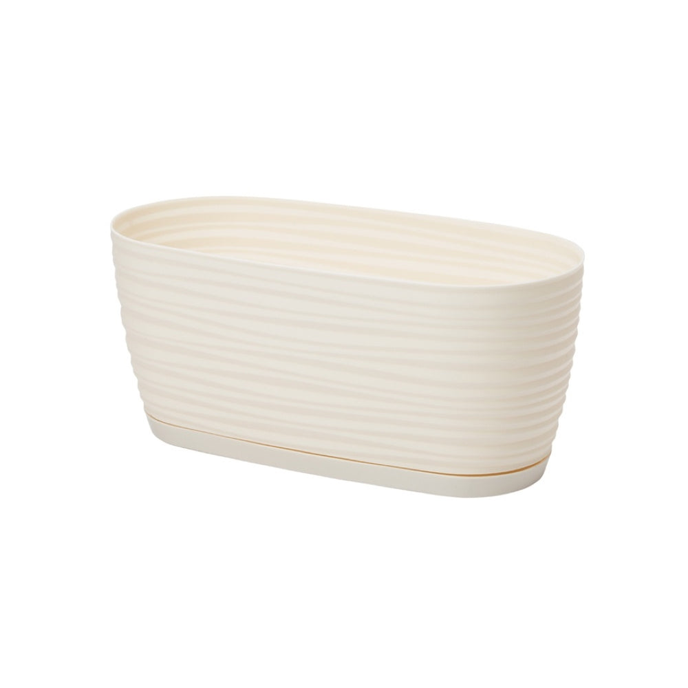 Kremowa skrzynka Sahara Petit z podstawką Form-Plastic, 31 cm, na białym tle