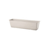 Jasnoszara skrzynka balkonowa Sahara z podstawką Form-Plastic, 60 cm, na białym tle