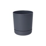 Doniczka Satina z podstawką Form-Plastic, 17 cm, kolor antracytowa, na białym tle