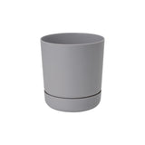 Doniczka Satina z podstawką Form-Plastic, 25 cm, kolor platyna, na białym tle