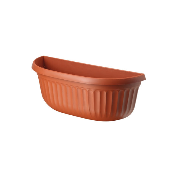 Terakotowa plastikowa donica przyścienna Dona L 40 cm Form-Plastic o półokrągłym kształcie