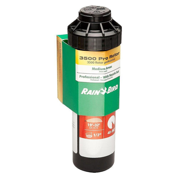 Zraszacz rotacyjny Rain Bird 3504-PC z zainstalowaną dyszą, widok produktu w opakowaniu