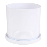Doniczka ceramiczna Cylinder Rille z podstawką Cermax, biała