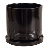 Doniczka ceramiczna Cylinder Rille z podstawką Cermax, czarna