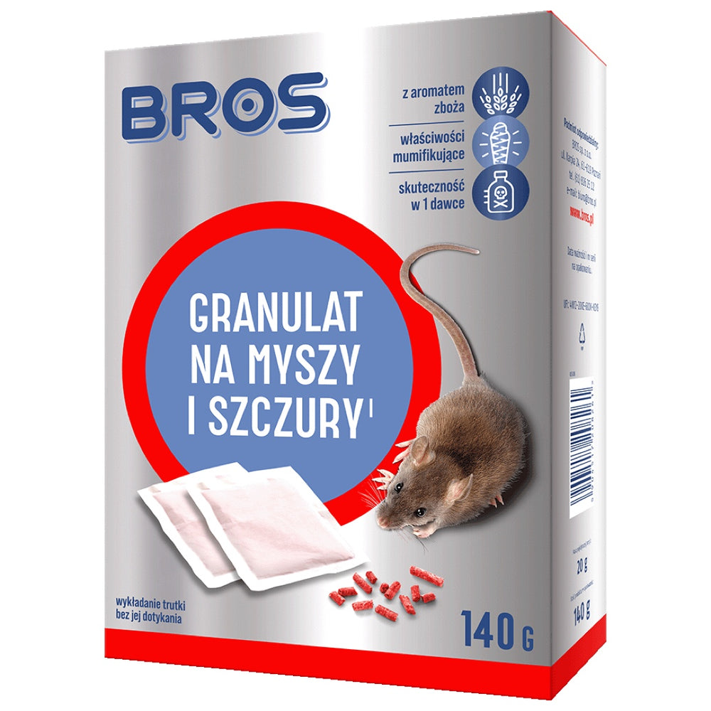 Opakowanie granulatu na myszy i szczury Bros 140 g