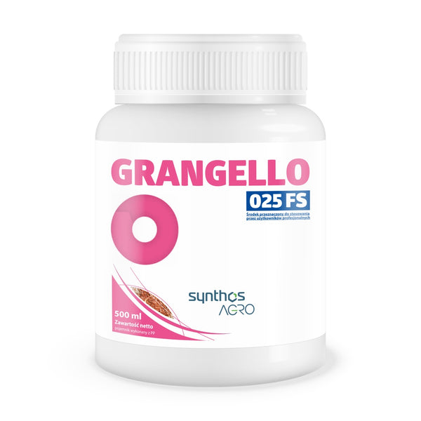 Opakowanie 500 ml zaprawy nasiennej Grangello 025 FS firmy Synthos Agro
