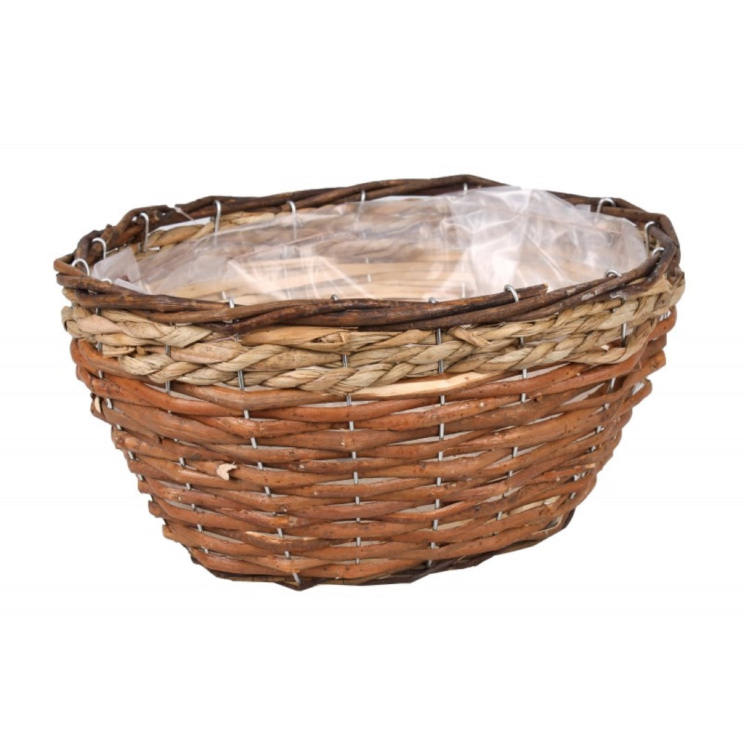 Owalny kosz z wikliny i trawy morskiej Tin Tours GW210152, rozmiar M