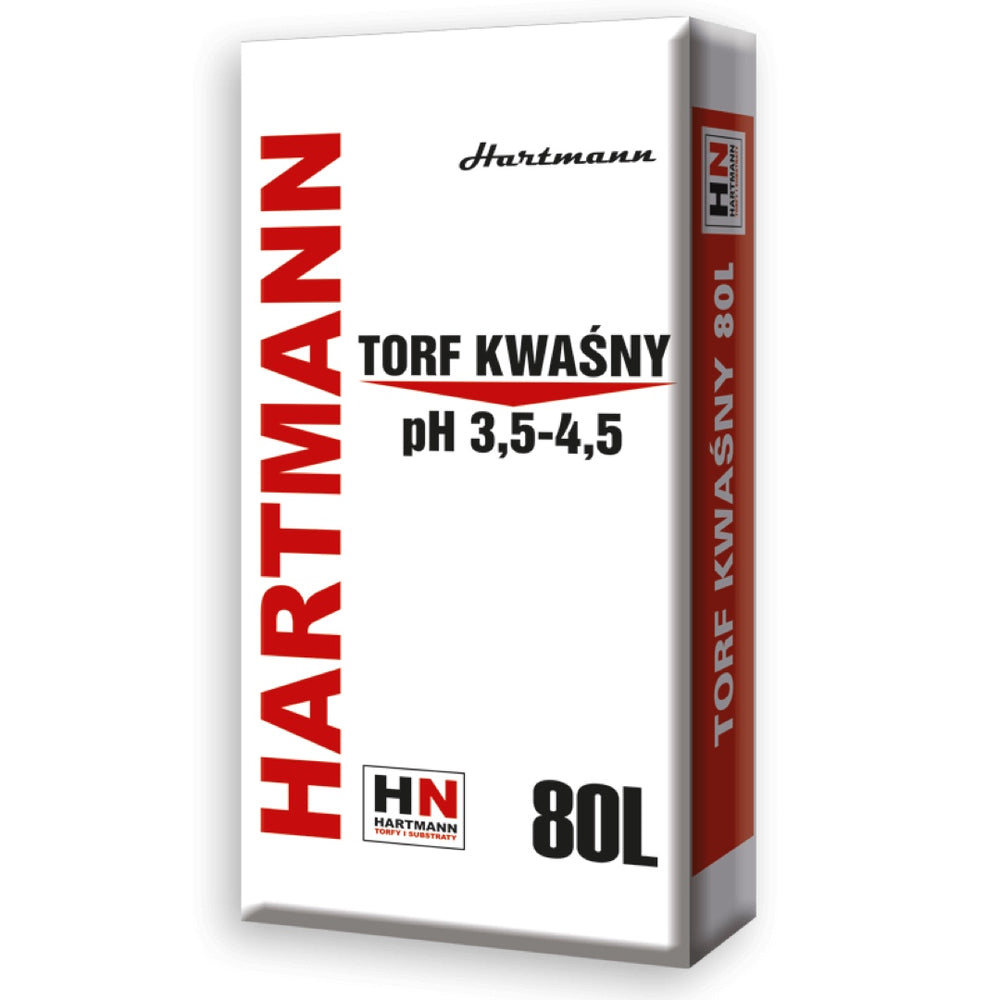 Worek torfu kwaśnego Hartmann pH 3,5-4,5 o pojemności 80 l na białym tle